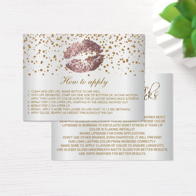 Ansökningsanvisningar för Dusty Ro Glitter Läppar Visitkort (Skivbord)