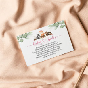 Ansökningskort för Cute Woodland Animal Rosa Blomm Visitkort