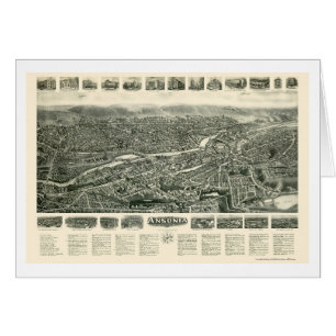 Ansonia panorama- karta för CT - 1921 Hälsningskort