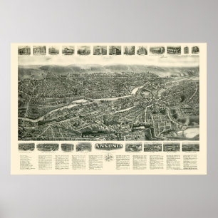 Ansonia panorama- karta för CT - 1921 Poster