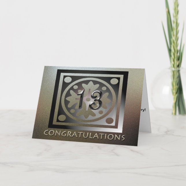 Anställd 13-årsdag Elegant Golden Kort (Framsida)