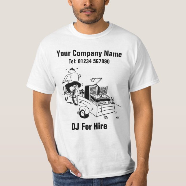 Anställd DJ Tecknad för Personalisering T Shirt (Framsida)