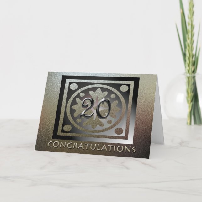 Anställd Elegant Golden på 20-årsdagen Kort (Framsida)