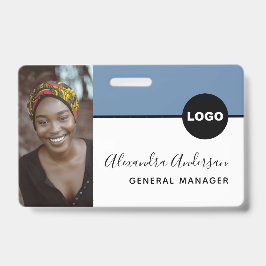 Anställd Företag ID Foto Logotyp QR-kod Denim Blå