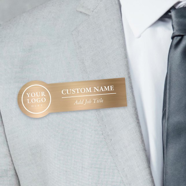 Anställda för rundade Eleganter, metalliska Guld-k Namnbricka (Rounded Elegant Metallic Gold Clothes Employee Name Tag
)