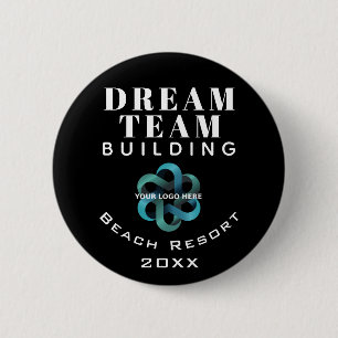 Anställda i Black Dream Team Byggnad Company Logo Knapp