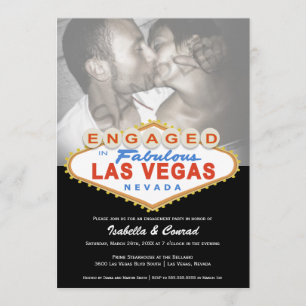 Anställda i Las Vegas Sign Förlovningsfest Inbjuda Inbjudningar