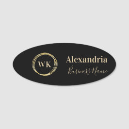 Anställda inom svart och Guld Monogram-Anpassnings Namnbricka