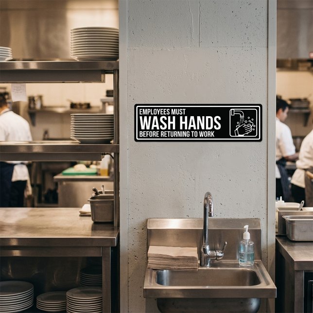 Anställda Måste Tvätta Händerna Skylt Bildekal (employees must wash hands sign,restroom hand washing sign,business bathroom sign,restaurant restroom)