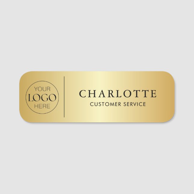 Anställda vid Metallic Guld Anpassningsbar Logotyp Namnbricka (Framsida)