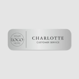 Anställda vid Metallic Silver Anpassningsbar Logot Namnbricka