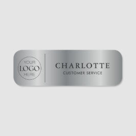 Anställda vid Metallic Silver Anpassningsbar Logot Namnbricka