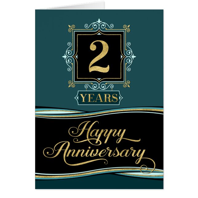 Anställdårsdag 2 år dekorativ formell Jade Hälsningskort (Framsidan)