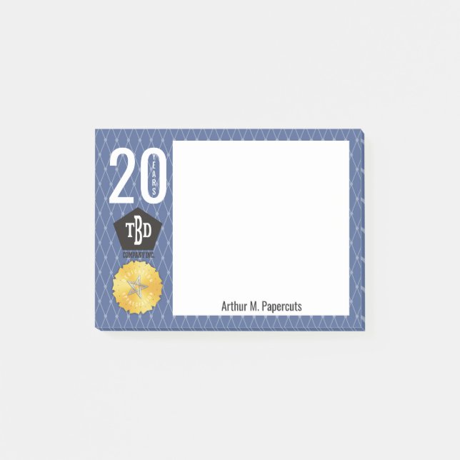 Anställdmilstolpeårsdag 20 år anteckningsblock post-it block (Framsida)