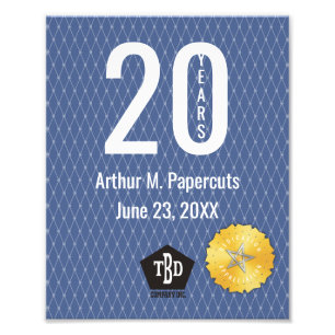 Anställdmilstolpeårsdag 20 år certifikat fototryck