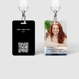 Anställds foto svart namn och titel QR-kod