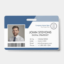 Anställnings-ID-kort med fotologo streckkod