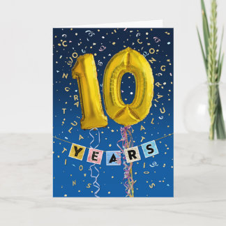 Anställningsår 10 år - Guld-ballonger Kort