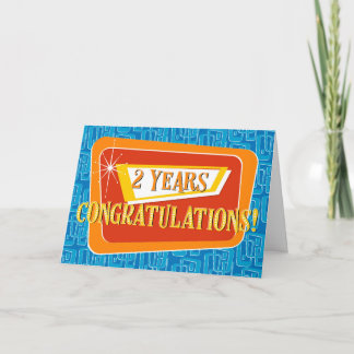 Anställningsår 2 år Retro Blue Red Orange Kort