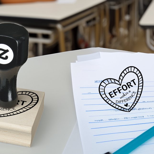 Ansträngning Gör En Skillnad Hjärtlärare Stämpel (Effort Makes A Difference Heart Teachers Rubber Stamp)