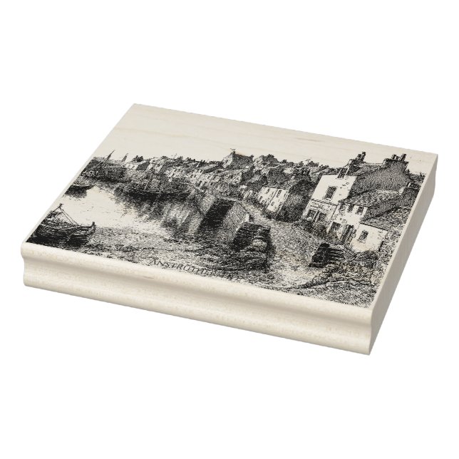 Anstruther, Fife, Scotland Vintage Sketch Stämpel (Stämpel)