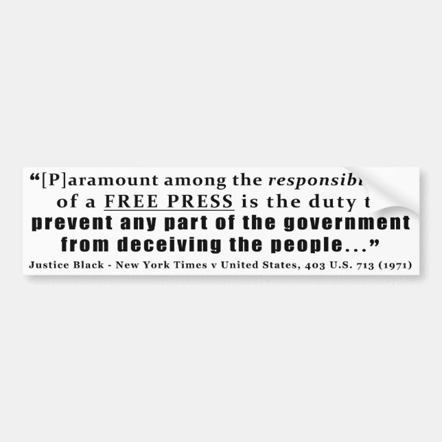 Ansvar av ett fri presscitationstecken bildekal (Framsidan)