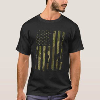 Ansvarsfrihet 214: USA flagga Camo Camouflage Mili T Shirt