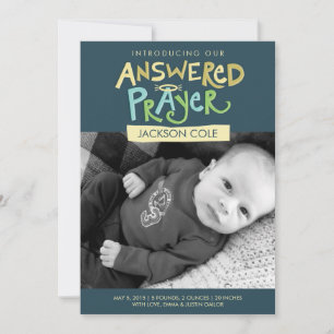 Answered Prayer Boys Birth Notice Meddelande
