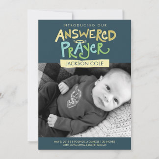 Answered Prayer Boys Birth Notice Meddelande