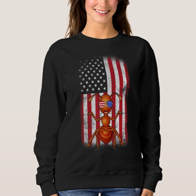 Ant American Flagga Boys Girls Manar Women Four of T Shirt (Framsida)