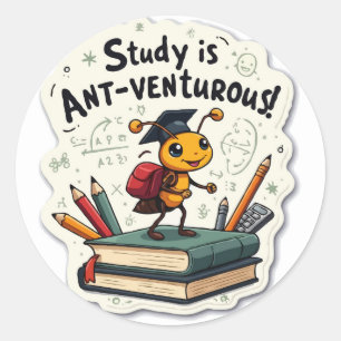 Ant 'Ant-venturous' pun Die-cut Motivational Runt Klistermärke
