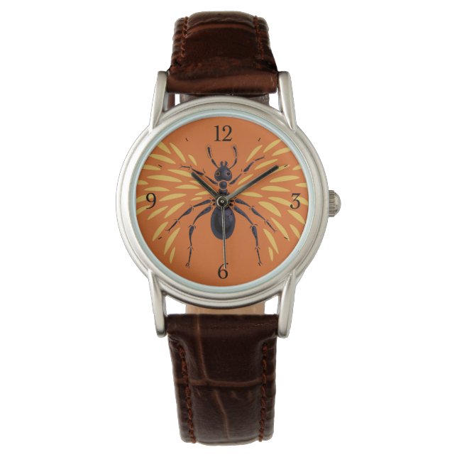Ant Art Insekt Älskare Fiery Orange Entomologi Armbandsur (Framsida)