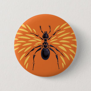 Ant Art Insekt Älskare Fiery Orange Entomologi Knapp