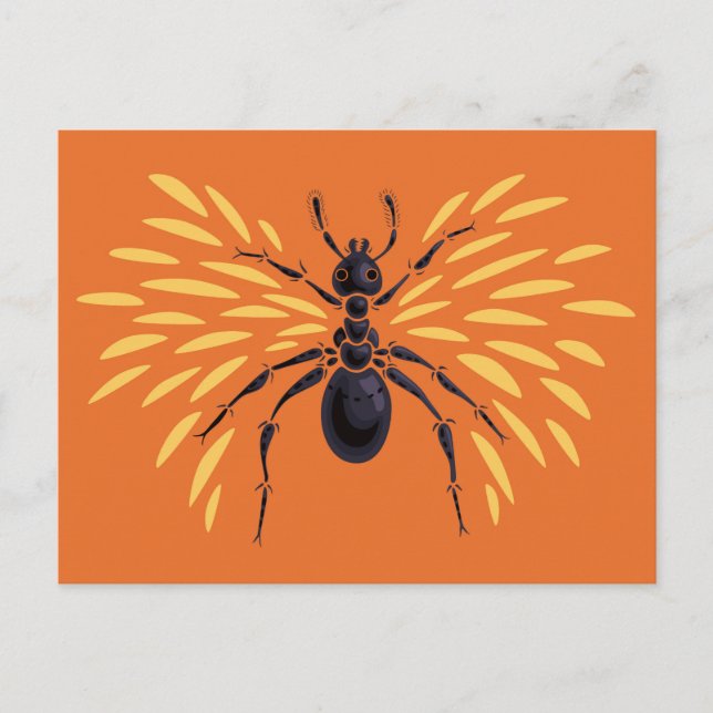 Ant Art Insekt Älskare Fiery Orange Entomologi Vykort (Framsida)