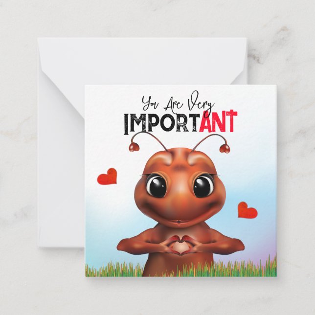 Ant Sign Language Classroom Valentine Card Anteckningskort (Framsida)