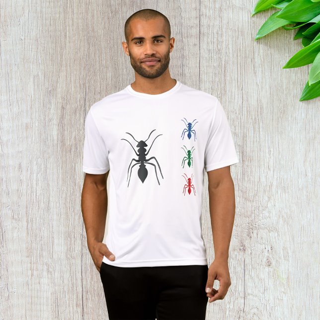 Ant Silhouettes Insekter Black Blue Grönt and Red T Shirt (Skapare uppladdad)