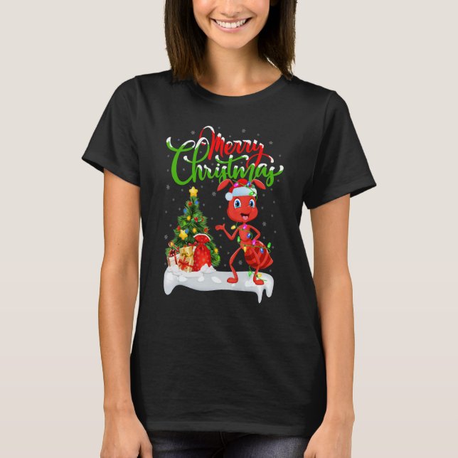 Ant   Xmas Decorations Santa Ant Christmas T Shirt (Framsida)