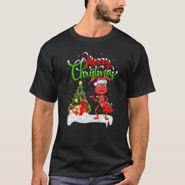 Ant  Xmas Decorations Santa Ant Christmas T Shirt (Framsida)