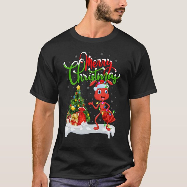Ant   Xmas Decorations Santa Ant Christmas T Shirt (Framsida)