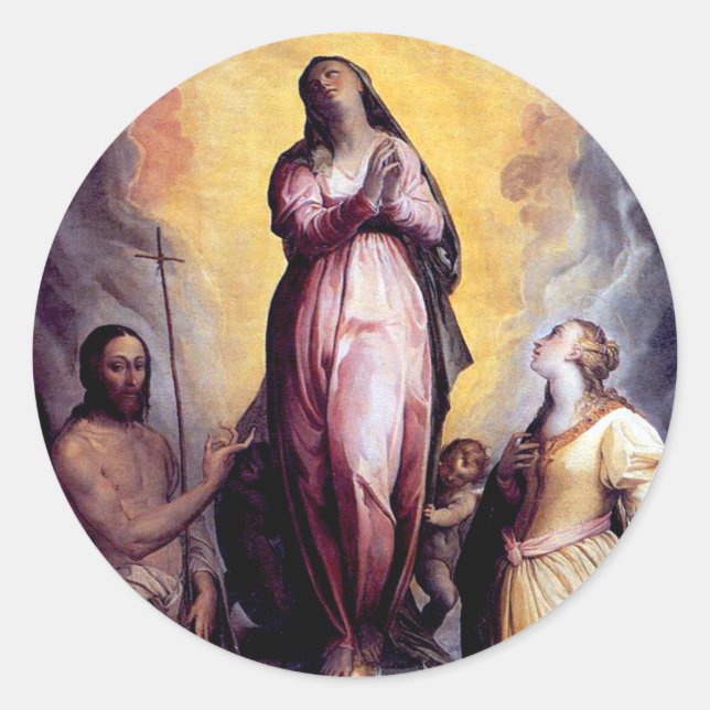 Anta att Virgin Mary Runt Klistermärke (Framsida)