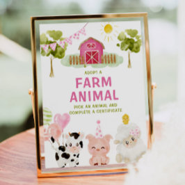 Anta en Boskap Barnyard Girl Birthday Poster