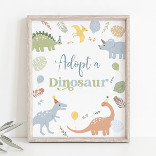 Anta en Dinosaur Blue Boy Boho Birthday Poster