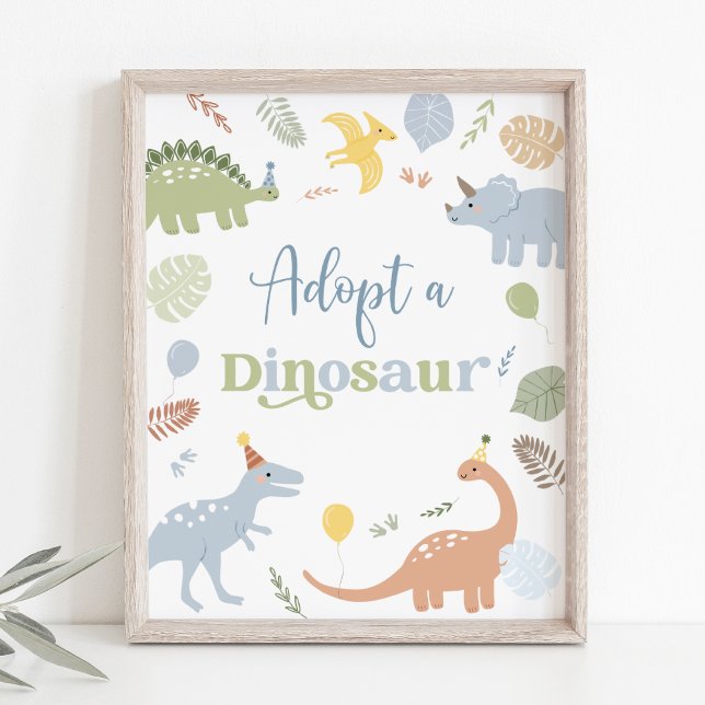 Anta en Dinosaur Blue Boy Boho Birthday Poster (Stomp, chomp, and roar! Adorable boho dinosaur birthday theme 🦖🎈)