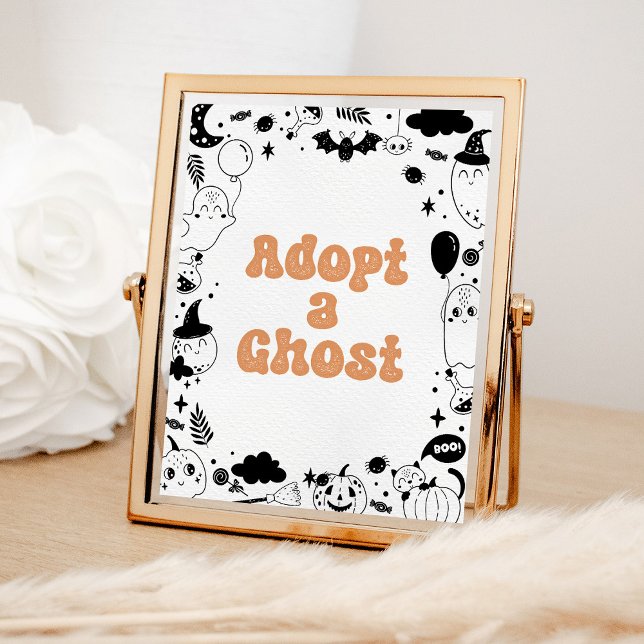 Anta en Ghost-Orange Ghost Halloween Birthday Poster (Skapare uppladdad)