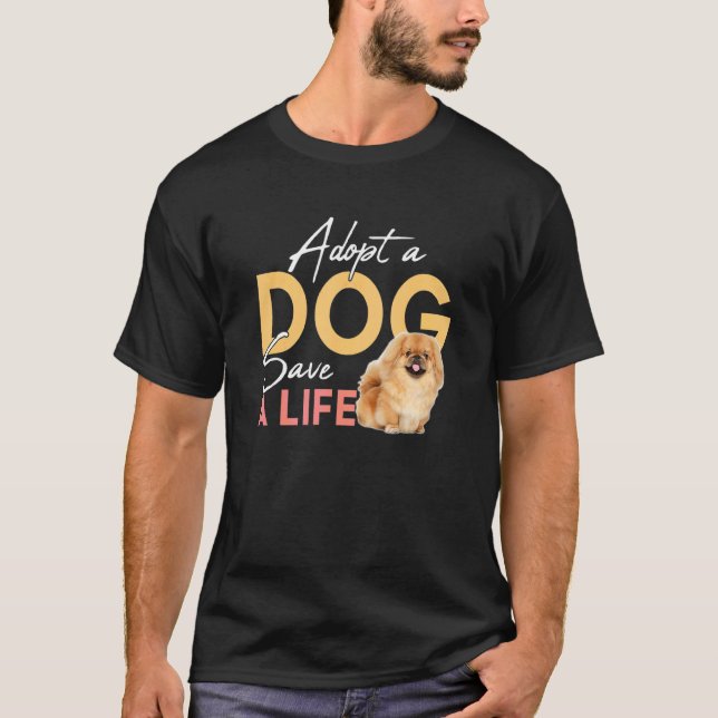 Anta en Hund Spara A Life Rädding Pekingese T Shirt (Framsida)