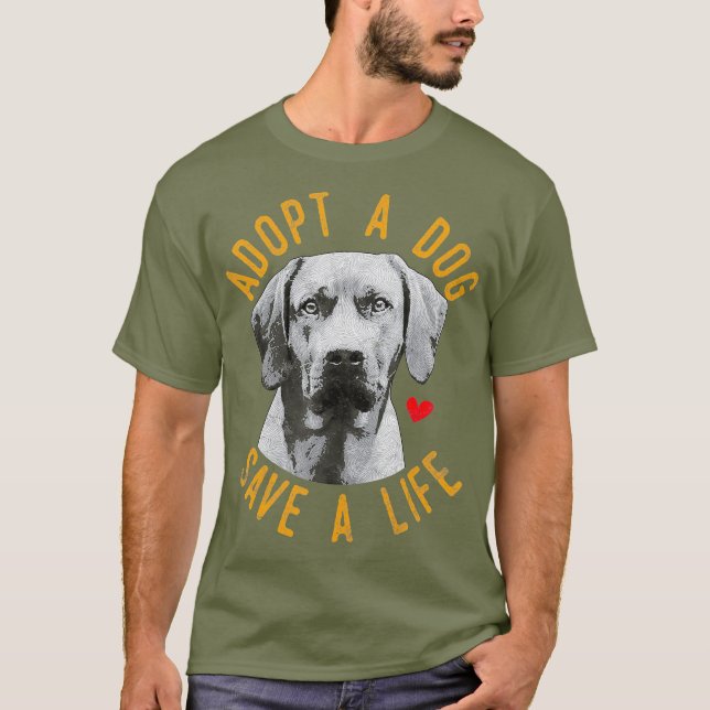 Anta en Hund Spara A Life Rädding Rhodesian Gift T Shirt (Framsida)