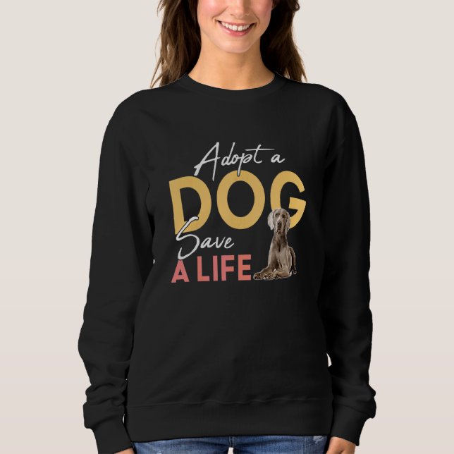 Anta en Hund Spara A Life Rädding Weimaraner T Shirt (Framsida)