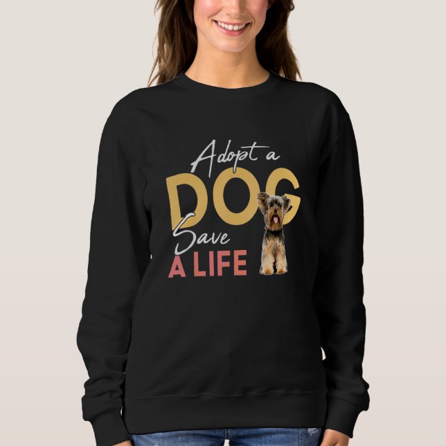Anta en Hund Spara A Life Rädding Yorkshire Terrie T Shirt (Framsida)