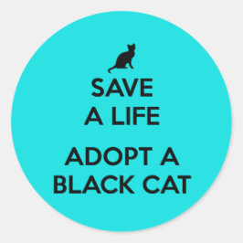 Anta en svart katt runt klistermärke