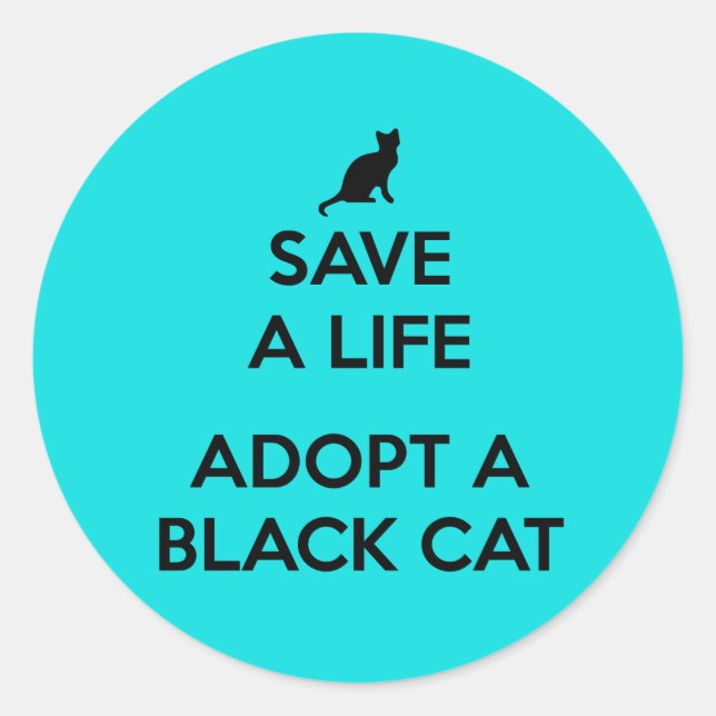 Anta en svart katt runt klistermärke (Framsida)